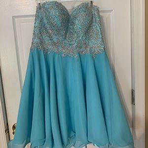 Fiesta fashions blue embroidered prom dress